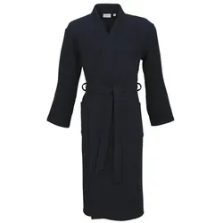 Carl Ross Unisex-Bademantel 25100, Langform, Baumwolle, Kimono-Kragen, Gürtel, Waffelpique blau M