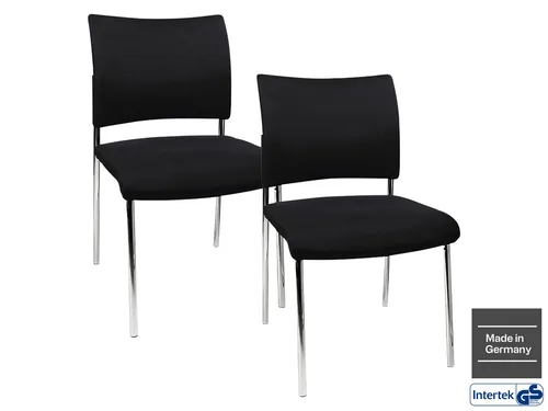 TOPSTAR Besucherstuhl Visit 10 Polster schwarz 2er Pack - Komfortabler Besucherstuhl für Büro und Konferenzräume. Mit weicher Polsterung und stabilem verchromtem Gestell. Stapelbar für platzsparende Aufbewahrung – ideal für flexible Raumnutzung.