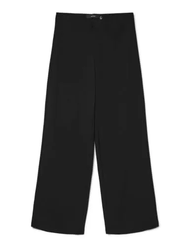 Vero Moda VMBERLIN ZAMIRA WIDE PANT NOOS, Black - Modische Schlupfhose aus elastischem Material, perfekt für den Alltag oder entspannte Freizeitaktivitäten. Pflegeleicht und in lockerer Passform für hohen Komfort.