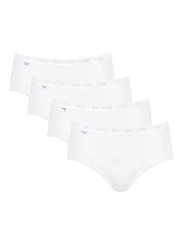 sloggi Damen Basic+ Midi 4P Slip - Weiß, Größe 36 - Bikinis & Taillenslips für Damen, 4er Pack mit weicher, atmungsaktiver Baumwolle und LYCRA für perfekten Sitz und Bewegungsfreiheit.