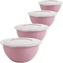 Vielseitige Schüssel mit Deckel 5l - 4er Set in Pastellrosa - Praktisches 4er Set aus Schüsseln mit Deckel, ideal für Salate und Teig. Robustes Design und modernes Pastellrosa bringen Stil in Ihre Küche. Perfekt zum Frischhalten und Servieren!