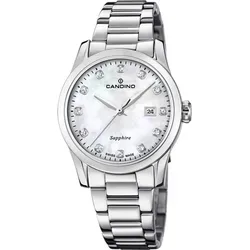 Candino Damen Analog Uhr Classic Luxus Edelstahl Armbanduhr UC4738/1 - Elegantes Design - Damenuhr aus der Candino Classic Kollektion mit elegantem perlmuttweißem Zifferblatt und robustem Saphirglas. Ideal für stilbewusste Frauen, wasserdicht bis 5 bar und aus hochwertigem Edelstahl.