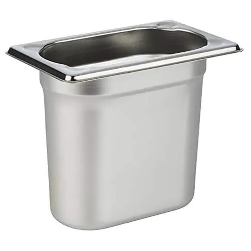 APS 81506 GN 1/9 Behälter, rostfreier Gastronormbehälter Edelstahl, Abmessungen 175 x 105 mm/Höhe 150 mm/Volumen 1,5 Liter