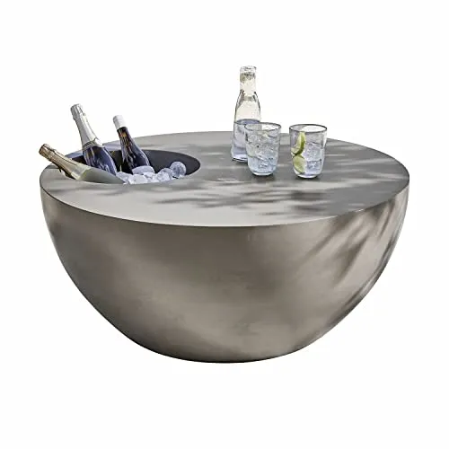 Loberon Couchtisch Plévin - Kaffeetisch aus massivem Beton mit praktischer Vertiefung zur Aufbewahrung von Utensilien, langlebig und nachhaltig für stilvolle Outdoor-Bereiche.