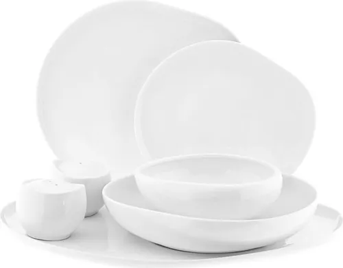 Geschirr-Set Wave-Style - 27-teilig für 6 Personen - Komplett-Service aus hochwertigem, spülmaschinenfestem Porzellan in eleganter Wave-Form, ideal für besondere Anlässe und den täglichen Gebrauch.