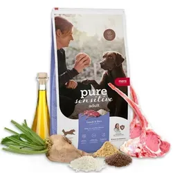 MERA pure sensitive Lamm & Reis - Trockenfutter für sensible Hunde - Hundefutter ohne Weizen und Zucker, speziell für empfindliche Hunde. Die Kombination aus Lamm und Reis sorgt für eine nahrhafte und schmackhafte Mahlzeit.