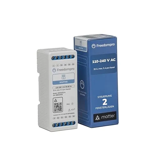 Freedompro DIN WLAN-Relais-Schalter für Smart-Rollläden - Smart & Ferngesteuerte Stecker, steuert gleichzeitig 2 Rollläden, kompatibel mit HomeKit, Alexa und Google Home, einfach zu installieren ohne Hub.