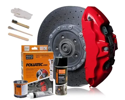 Foliatec Bremssattel Lack Set Racing Rosso - Komplettes 7-teiliges Set für 4 Bremssättel, hitze- und chemikalienbeständig, einfache Anwendung ohne Teileausbau, Made in Germany.