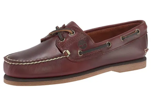 Timberland CLASSIC BOAT BOOT SCHUH - Braune/rote Segelschuhe für Herren - Herren-Halbschuhe aus hochwertigem Better Leather, ideal für Segelabenteuer. Verstellbare Schnürung und profiliertes Gummilaufsohlenprofil sorgen für optimalen Halt und Komfort.