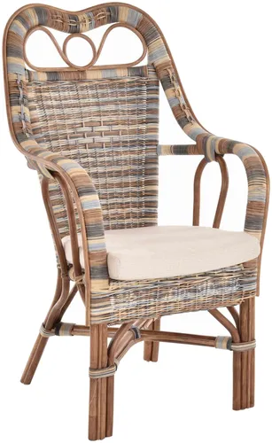 Rattansessel Harry – Hochwertiger Armlehnsessel für den Wintergarten - Vielseitiger Rattansessel mit hoher Rückenlehne und bequemem Kissen. Ideal für Wohnzimmer und Esszimmer. Stapelbar und geflochten für zusätzlichen Komfort.