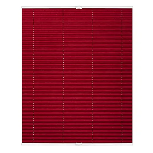 Lichtblick Plissee Klemmfix, ohne Bohren, verspannt, lichtdurchlässig, Blickdicht, Uni, mit eleganter Crushed Optik 55 cm x 130 cm (B x L), Brombeer