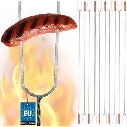KOTARBAU® Grillspieße 10er Set - 140 cm Lagerfeuer Spieße für Camping - Praktisches 10er Set Grillspieße mit zweizinkiger Konstruktion für sicheres Aufspießen und Wenden von Lebensmitteln. Robuste Stahlqualität und ergonomischer Holzgriff sorgen für hohen Komfort beim Grillen im Freien.