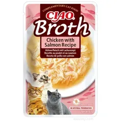 INABA Ciao Broth Katzenfutterzusatz mit Huhn- und Lachsgeschmack in Brühe 40g