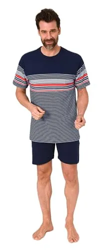 Normann Herren Kurzarm Schlafanzug Shorty - Elegante Streifenoptik in Übergrößen, Rot, Größe 64-66 - Eleganter Kurzarm Schlafanzug von Normann in bunter Streifenoptik. Mit praktischen Seitentaschen und optimaler Passform für höchsten Komfort. Ideal für entspannte Nächte und erhältlich in Übergrößen.