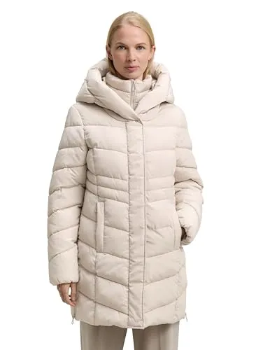 TOM TAILOR Steppmantel mit Kapuze beige S (36) - Funktionsjacke mit Kapuze, pflegeleicht und ideal für wechselhaftes Wetter, bietet optimalen Schutz und Komfort für den Alltag.