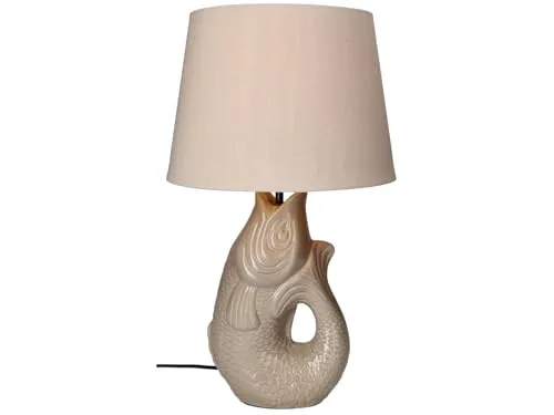 Giftcompany Tischleuchte Monsieur Carafon Fisch Lampe S 44cm - Nachttischleuchte im einzigartigen Fisch-Design, aus Steingut in sanftem Sandstone-Ton – ideal für Sideboards und Nachttische, schafft eine ruhige Atmosphäre.