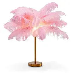 KARE DESIGN Tischleuchte Feather Palm – Elegante Lichtquelle in Rosa - Moderne Tischleuchte aus Aluminium, Eisen und Stahl, ideal für stilvolle Akzente in jedem Raum. Perfekt für gemütliche Abende und kreative Wohnideen.