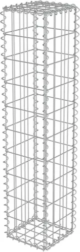vidaXL Gabionenwand mit Abdeckung aus verzinktem Stahl 20×20×100 cm - Gabionen für Garten- und Landschaftsgestaltung, stabil und witterungsbeständig, ideal für Lärmschutz und als Stützmauer. Einfach zu montieren und hochbelastbar.