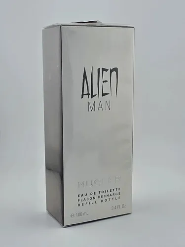 Mugler Alien Man 100 ml EDT - Refillsplash für Herren - Herrenparfüm mit holzig-würziger Duftrichtung, refillbare 100 ml Flasche, ideal für umweltbewusste Duftliebhaber.