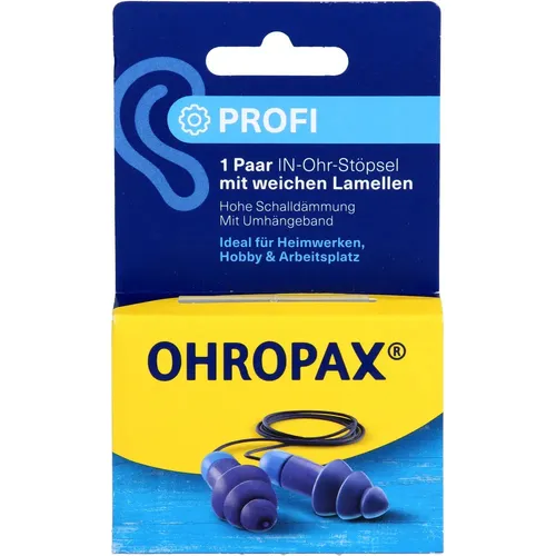OHROPAX Profi Lamellenstöpsel In-Ohr 2 St - Ohrenmedikation: Hochwertige Ohrstöpsel mit SNR 29 dB Schalldämmung für optimalen Gehörschutz. Bequem für längeres Tragen und ideal beim Heimwerken oder am Arbeitsplatz.