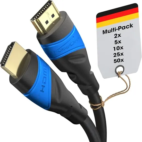 KabelDirekt – 8K & 4K HDMI Kabel – 2x 1m – Entwickelt in Deutschland – Für jedes HDMI-Kabel Setup (10K, 8K@60Hz & 4K@120Hz, High Speed HDMI mit Ethernet, Blu-ray, PS5, Xbox Series, Switch)