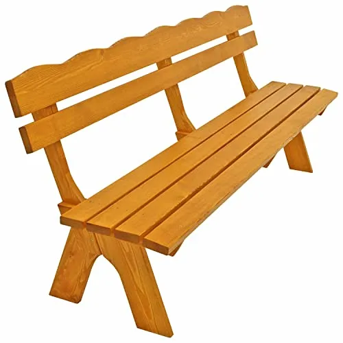 DEGAMO Gartenbank Holzbank Freital XXL - 4-Sitzer aus massivem Kiefernholz - Stabile Gartenbank für 4 Personen, aus massivem Kiefernholz, hell lackiert und ideal für den Outdoor-Bereich, Länge 200cm, Lieferung teilzerlegt.