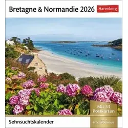 Bretagne & Normandie Sehnsuchtskalender 2026 - Wochenkalender mit 53 Postkarten