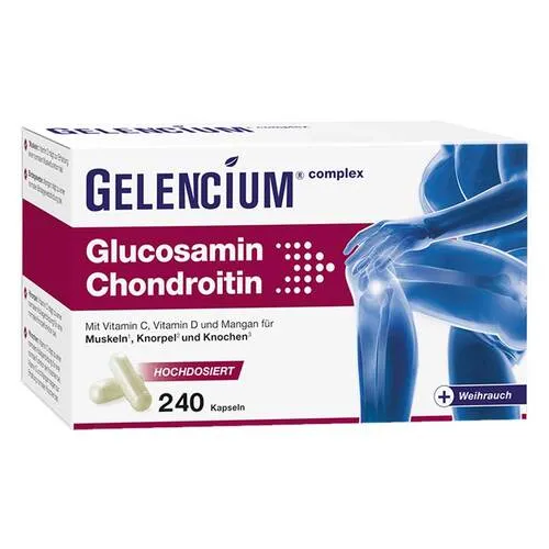 GELENCIUM Glucosamin Chondroitin hochdos. Vit C - Hochwertiges Nahrungsergänzungsmittel für Gelenkgesundheit, mit Vitamin C, D und Mangan für optimale Knorpelfunktion