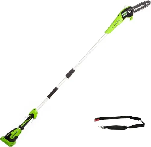 Greenworks G40PSF Akku Hochentaster 20 cm - Akku Hochentaster für müheloses Schneiden hoher Äste, 20 cm Sägeblatt und nur 3,64 kg leicht, mit automatischem Ölsystem für stets reibungslose Schnitte.