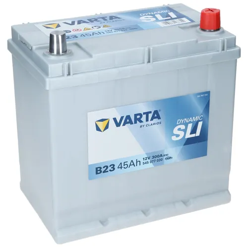 VARTA B23 Black Dynamic 45Ah Autobatterie - Wartungsfreie 12V Autobatterie mit 45Ah Kapazität, ideal für kleine und ältere Fahrzeuge. Hoher Kälteprüfstrom von 300A für zuverlässigen Start bei kaltem Wetter.