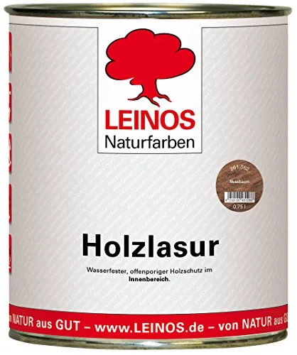 Holzlasur für innen –062 Nussbaum 0,75 l farbenfroher, offenporiger Holzschutz ohne Filmschutz – für Möbel, Spielzeug, Fenster & Türen innen – atmungsaktiv, wasserabweisend