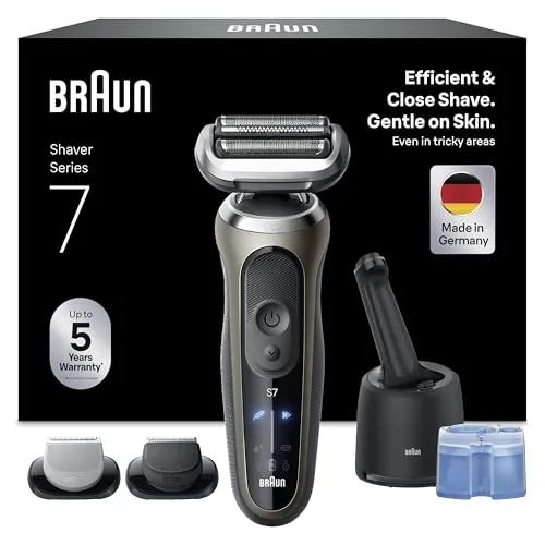 Braun Series 7 72-C7650cc Elektrorasierer für Herren - Folienrasierer für Herren mit flexiblem 360-Grad-Scherkopf für eine gründliche Rasur, wasserdicht und ideal für Nass- und Trockenanwendung, inklusive Reinigungsstation.