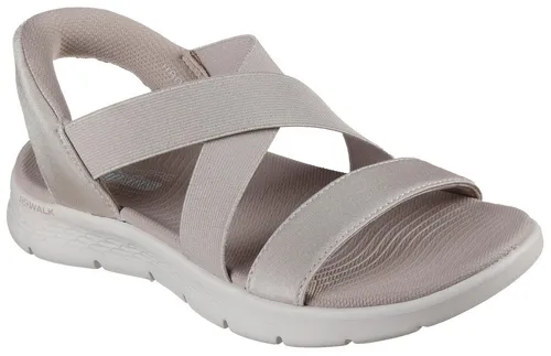 Skechers GO WALK FLEX SANDAL-GLIMMER UP Sandale Grau 35 EU - Bequeme Schlupfsandale mit Glitzerdetails, ideal für den Sommer. Mit Skechers Goga Mat® für zusätzlichen Komfort und einer leichten, trittdämpfenden Sohle.