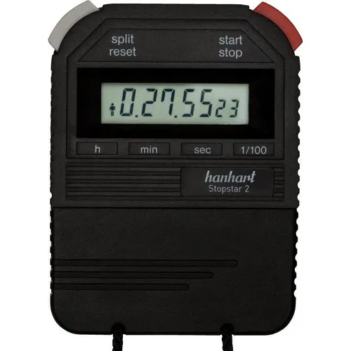 Hanhart Stopstar 2 Stoppuhr 1/100 Sek. - Stoßfest und Präzise - Stoppuhr aus stabilem ABS-Kunststoff, 1/100 Sek. Messgenauigkeit, ideal für Sport und Training. Hohe Qualität und deutscher Kundenservice garantiert.