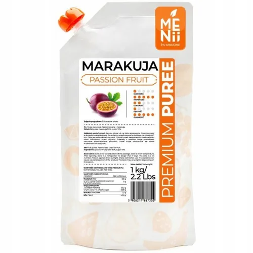 Menii Püree Passionsfrucht Fruchtfleisch 1kg - Leckeres gefrorenes Passionsfruchtpüree, ideal für kreative Fruchtsoßen und Desserts, mit intensivem Geschmack und einfacher Handhabung.