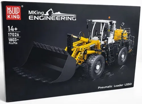 OO Mould King 17026 Pneumatic Radlader Loader 550 - Konstruktionsspielzeug mit 1803 Klemmsteinen, ideal für kreative Bauprojekte und Baufahrzeug-Fans ab 14 Jahren.
