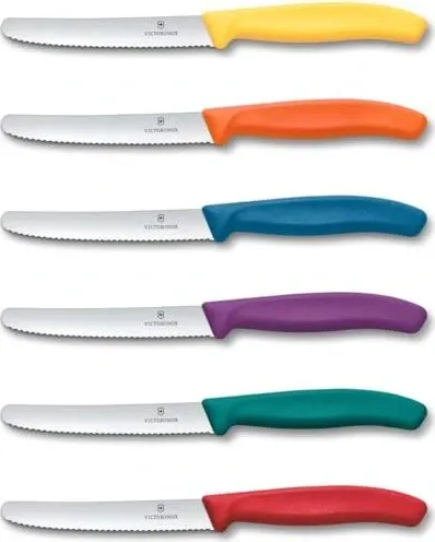 Victorinox Tomaten- und Tafelmesser-Set 11cm - NEUE Trendfarben 2025 - Küchenmesser-Set mit 11cm Klingen, ideal für präzises Schneiden von Tomaten und anderen Lebensmitteln, jetzt in den angesagten Trendfarben 2025.