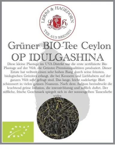 Grüner Tee Bio Ceylon OP Idulgashina 1kg