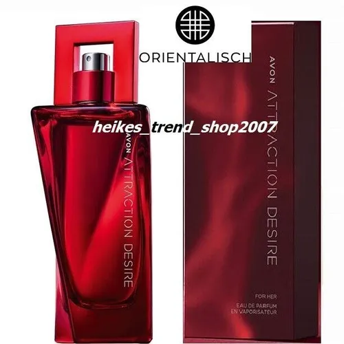 AVON Parfum Attraction Desire für Sie 50 ml - Damen Eau de Parfum mit orientalisch-holzigem Duft, vereint Jasmin, goldenen Amber und schwarze Kirsche für ein verführerisches Erlebnis.