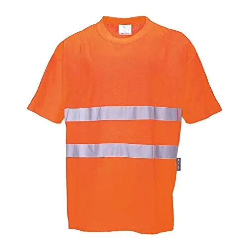 Portwest Baumwoll-Comfort-T-Shirt XXXL in Orange - T-Shirts für Herren, aus atmungsaktivem Baumwoll-Komfortgewebe mit HiVisTex Reflexband für erhöhte Sichtbarkeit, ideal für Sicherheit am Arbeitsplatz.