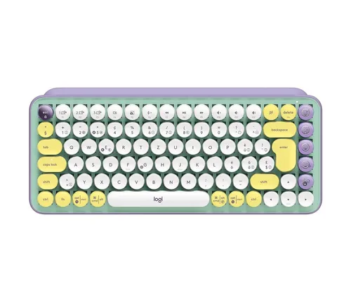 Logitech POP Keys Kabellose mechanische Tastatur - Mechanische Tastatur mit personalisierbarer Emoji-Taste, ideal für kreatives Arbeiten und Gaming, verbindet sich über Bluetooth 5.1 und begeistert im stylishen Daydream-Design.