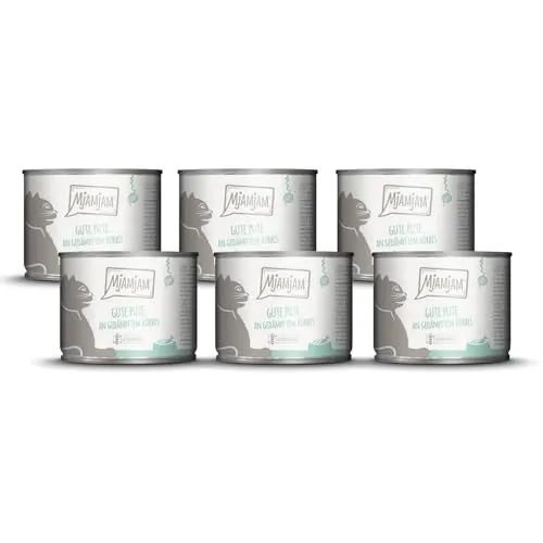 MjAMjAM - Premium Nassfutter für Katzen - gute Pute an gedämpftem Kürbis, 6er Pack (6 x 200 g), getreidefrei mit extra viel Fleisch