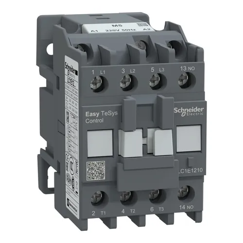 Schneider Electric Easy TeSys LC1E1210M5 Leistungsschütz - Zuverlässiger Leistungsschütz mit 3 Hauptkontakten und 1 Hilfskontakt. Ideal für den professionellen Einsatz in elektrischen Schaltungen, kompakte Bauweise für einfache Installation.