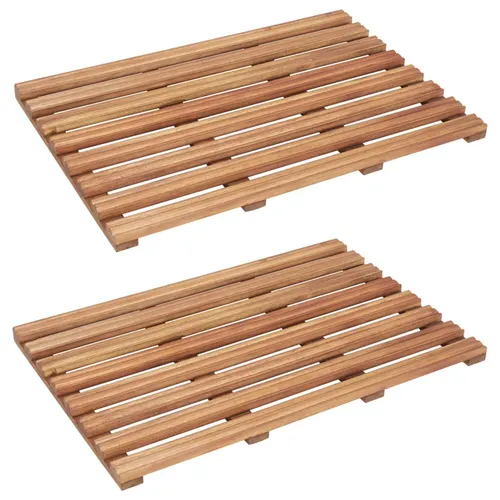vidaXL Badematten 2 Stk. aus Massivholz Akazie - Badteppiche aus hochwertigem, wasserfestem Akazienholz, rutschfest und leicht zu reinigen. Ideal für rustikalen Charme in Bad oder Sauna, Lieferung umfasst 2 Matten.