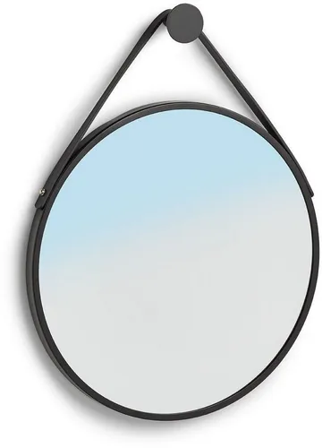 Zeller Present Rundspiegel, Schwarz, 40x40 cm - Eleganter Wandspiegel in Schwarz, aus Metall und Glas, ideal für moderne Wohnräume und sorgt für eine stilvolle Raumerweiterung.