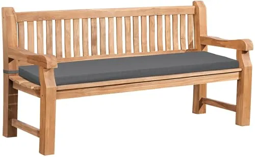 CLP Gartenbank Jackson - Wetterfest und Robust - Terrassen Sitzmöbel aus massivem Teakholz mit ergonomischen Sitzkissen, ideal für 2-3 Personen. Pflegeleicht und UV-beständig, perfekt für Garten, Terrasse oder Balkon.