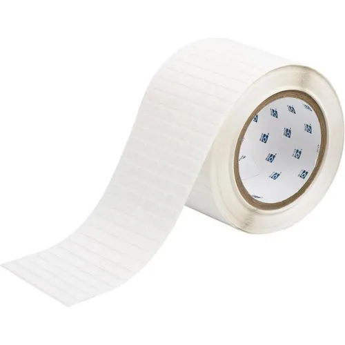Brady THT-1-498-10 Etiketten - Wiederablösbare Vinyletiketten in Weiß, 19.05 x 6.35 mm, ideal für flexible Beschriftungen und Organisation, 4-bahnig, 10000 Stück.