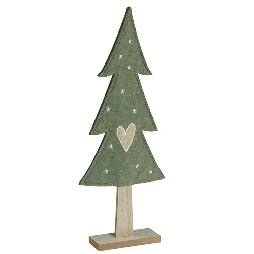 Deko Tannenbaum Filz Grün Herz Sterne 52cm 2er Set Weihnachtsdeko Tischdeko