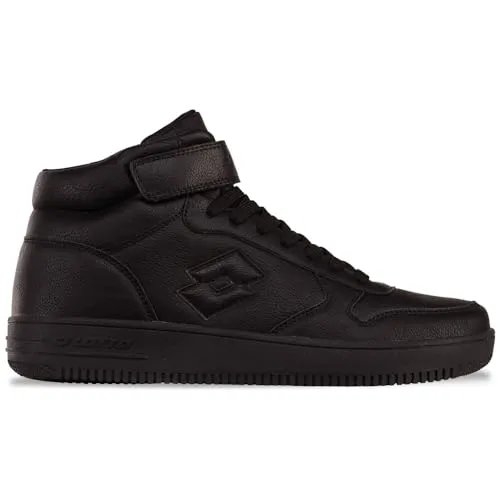 Lotto Midcut Sneaker - Retro Basketball-Design in Schwarz, Gr. 38 - Sneaker im angesagten Midcut Basketball-Design, ideal für sportliche Looks. Mit Schnürung und Klettverschluss für optimale Anpassung und einer langlebigen, doppelt vernähten Zehenbox.