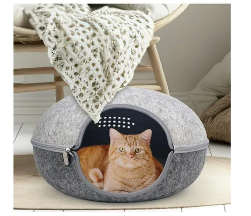 lionto Katzenhöhle aus robustem Filz - Katzenhöhlen & -häuser, gemütliche Kuschelhöhle mit Reißverschluss und weichem, waschbarem Kissen, ideal für Komfort und Sicherheit deiner Katze.
